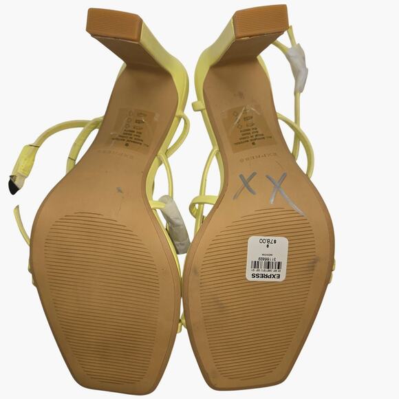 NWT Express 9 Women's Sandel Shoes 4 1/2inch Heels Yellow New Tags - Picture 7 of 8